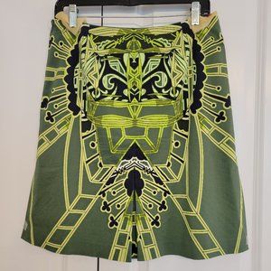 Per se green/navy print cotton skirt, size 8